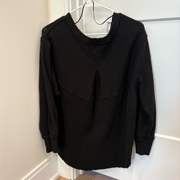 We The Free Black Waffle Knit Top - Picture 4 of 6